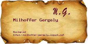 Milhoffer Gergely névjegykártya